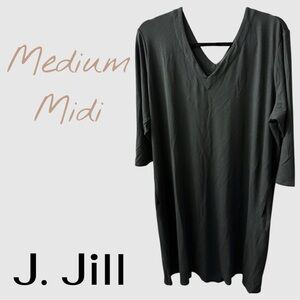 J. Jill Black V-Neck Flowy Midi Dress